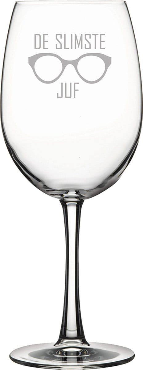 Gegraveerde Rode wijnglas 46cl De slimste Juf
