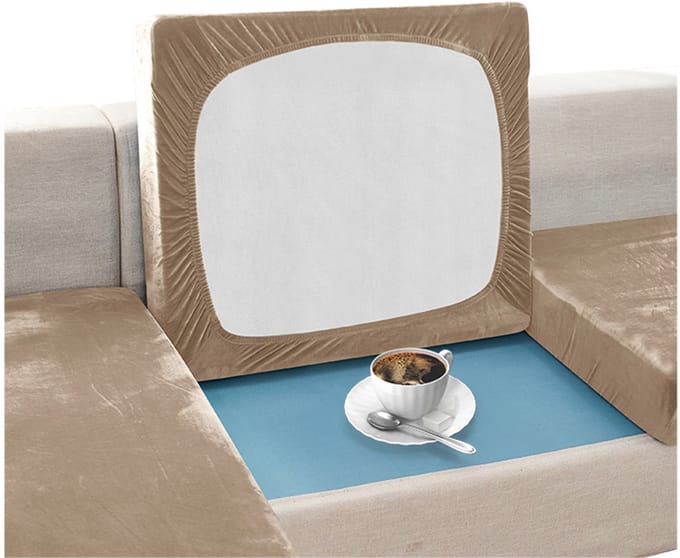 Meble odNowa - Velours bankenhoes - Beige - Elastisch - 150-190cm
