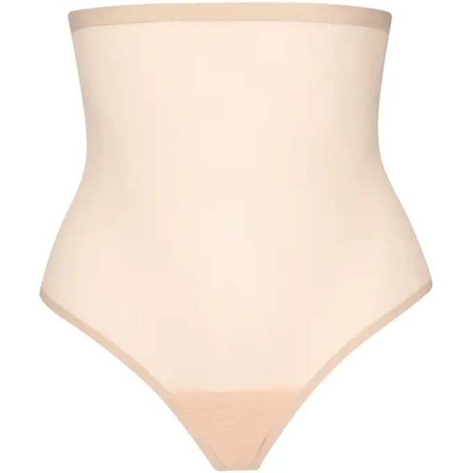 Bye Bra Vormende tule string met hoge taille, beige S