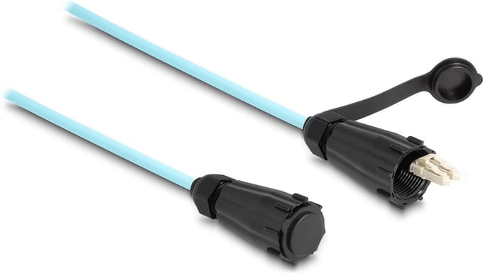Delock Optical fiber cable LC Duplex to LC Duplex with protective cap multi-mode OM3 IP68 dust and waterproof 2 m