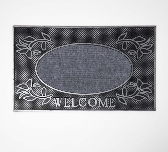 Homescapes antislipdeurmat “Welcome” 45 x 75 cm, zilvergrijs