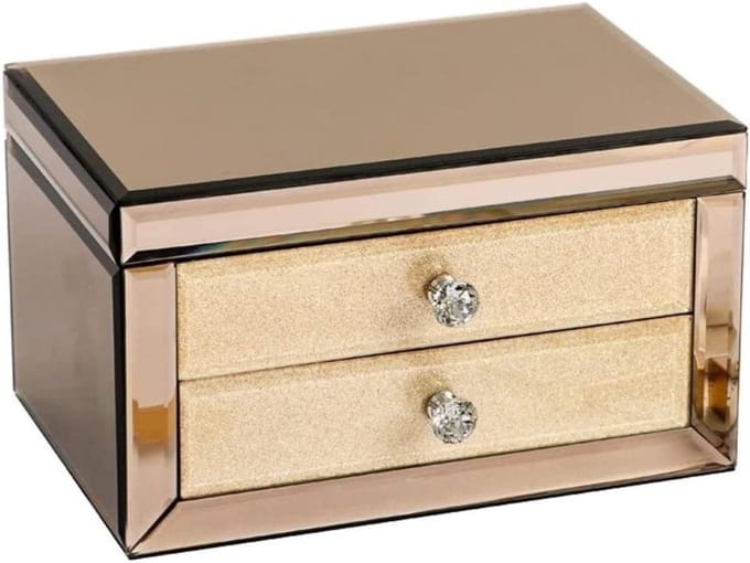 Sieradendoos Luxe - Juwelendoos Glas - Sieraden Opbergen - Met Make-upspiegel - 4000 Gram - A