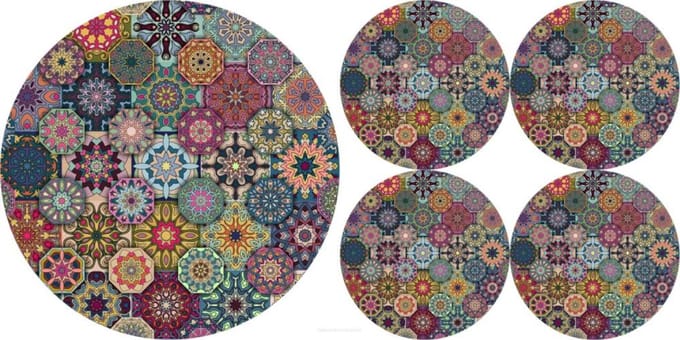 Bertoni - Set van placemats 4 stuk klein + 1 stuk groot  - VALENCIA