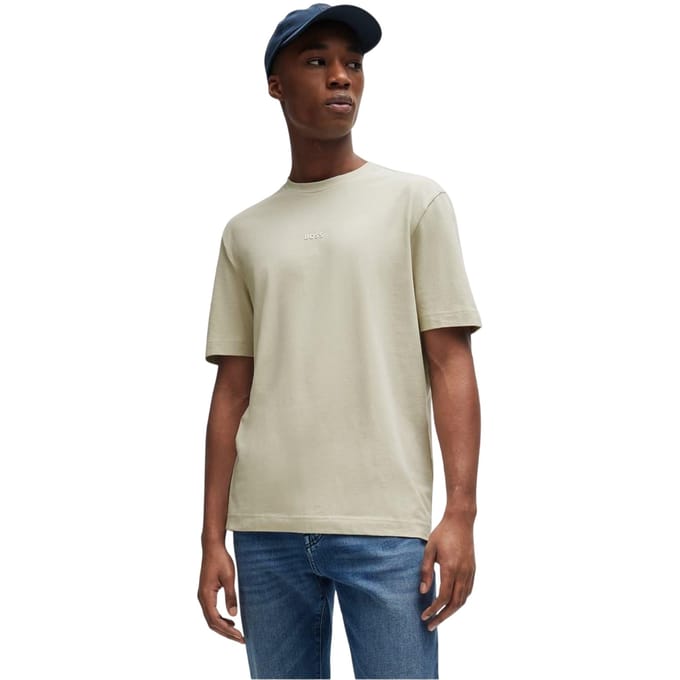 Boss Oversized T-shirt voor heren met Tchup-logo (Licht Beige)