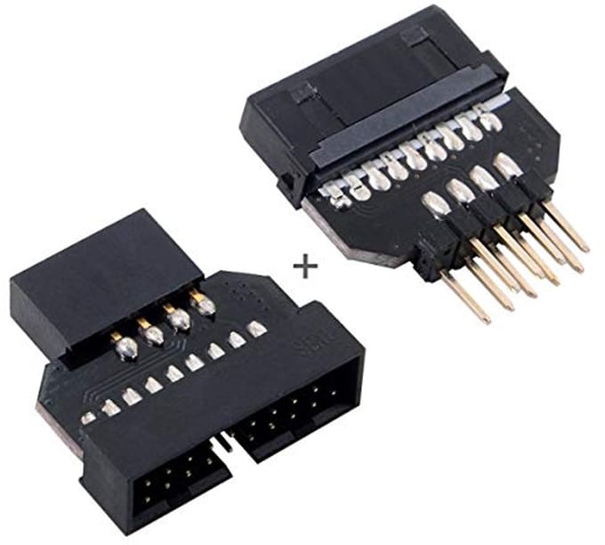 USB Adapter Set - Moederbord Connector - Computer Uitbreiding - Omkeerbaar Ontwerp - 10 x 10 x 1 cm - Zwart