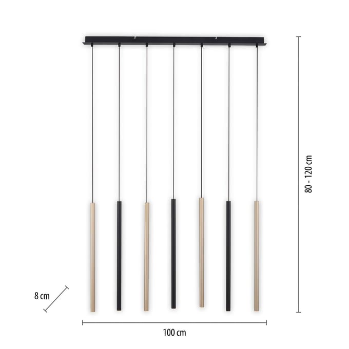 Paul Neuhaus LED hanglamp Flute, dimbaar, 7-lamps
