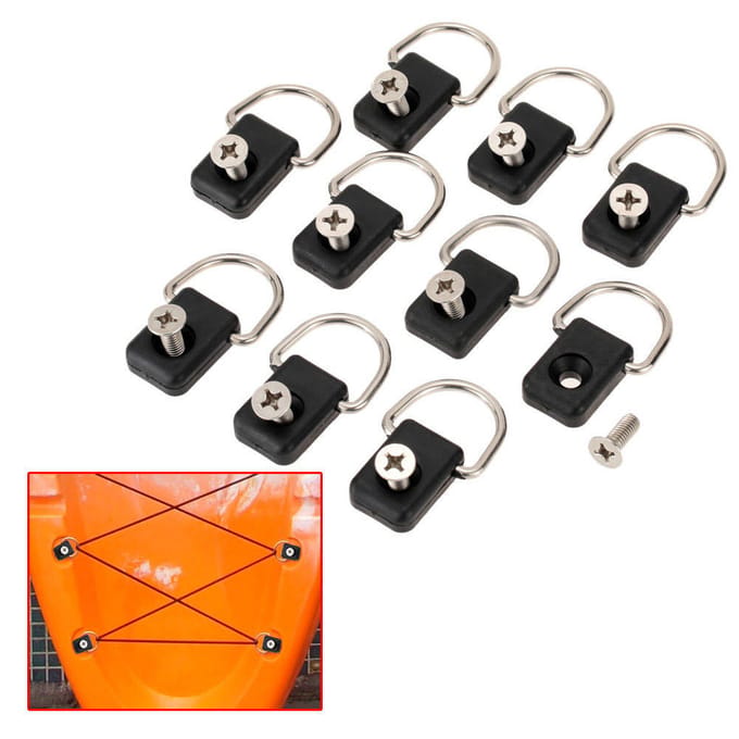 10 stuks Hoge Kwaliteit Kajak D-ringen Uitrusting Tuigage voor Boot Kano Kajak Accessoires zwart