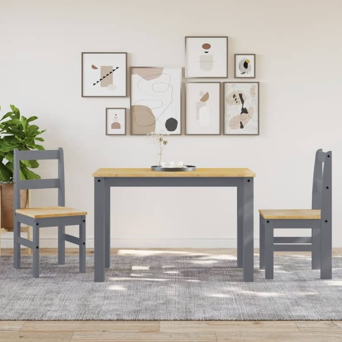 vidaXL - Eetkamerstoelen - 2 - st - Panama - 40x46x90 - cm - grenenhout - grijs