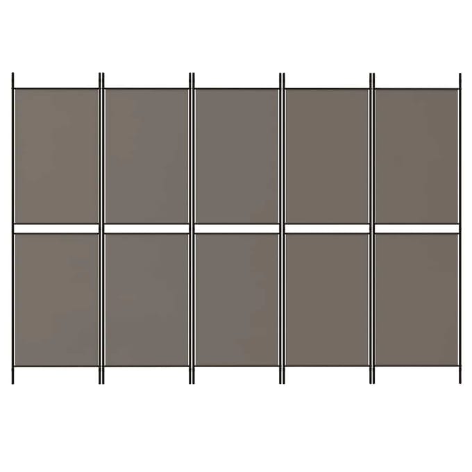 vidaXL - Kamerscherm - met - 5 - panelen - 300x200 - cm - stof - antracietkleurig