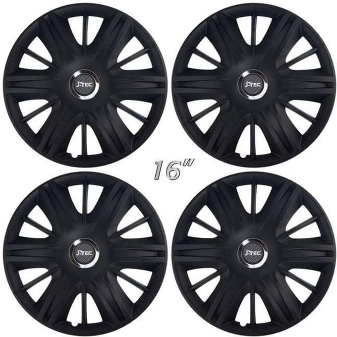 Wieldoppen MAXIM-B 16 inch zwart/chroom ring. Set a 4 stuks in doos (a.u.b. tekst lezen!)