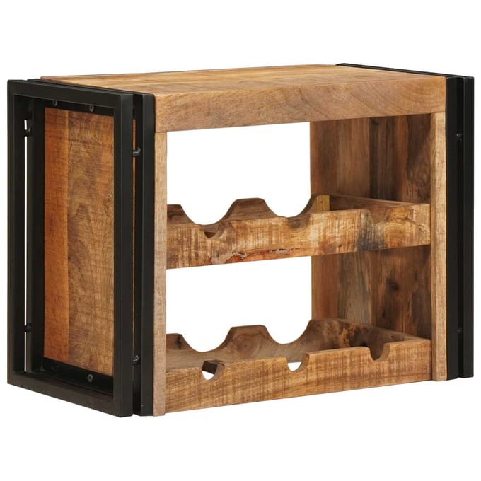 vidaXL - Wijnrek - Bruin - 60 - x - 45 - x - 33 - cm - Massief - Ruw - Mango - Hout