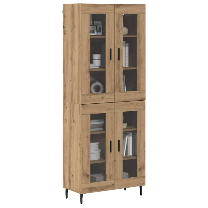 vidaXL - Highboard - 2 - st - Artisan - Eiken - 69,5 - x - 34 - x - 180 - cm - Bewerkt - hout