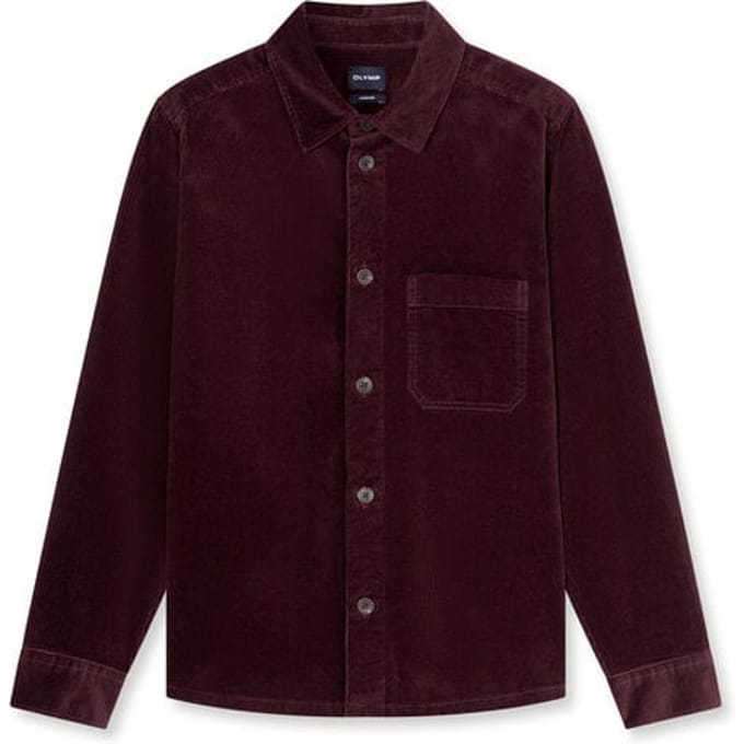 OLYMP Casual Overhemd, Overshirt, Kent, Bordeauxrood