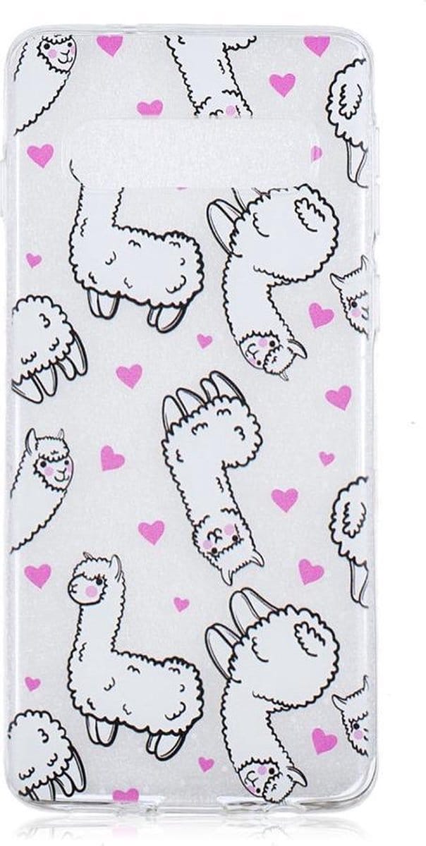Shop4 - Samsung Galaxy S10 Plus Hoesje - Zachte Back Case Alpaca Transparant
