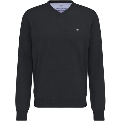 Fynch-Hatton V-hals Trui Zwart 100% Katoen Regular Fit - 4XL