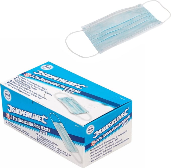 Silverline Wegwerpmaskers - 3-laags - Flexibele oorbanden - 50 stuks