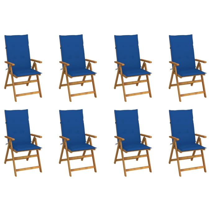 vidaXL - Inklapbare - stoelen - 8 - st - met - kussens - massief - acaciahout