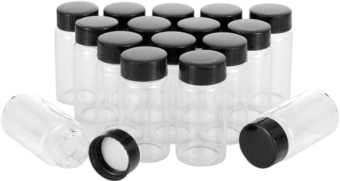 Set van 16 heldere 25ml monsterflesjes met schroefdop - Ideaal voor laboratoriumtests, reizen en opslag