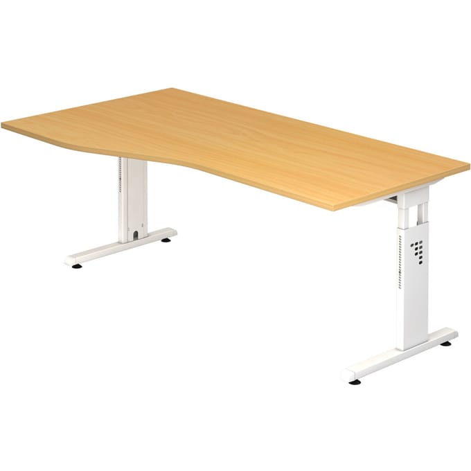 MEGA 18 W | Bureau - 180 x 100 Tafelhoogte I In hoogte verstelbaar Beuken/Wit