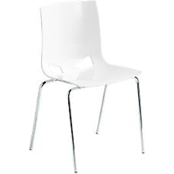Stoel FONDO - kunststof - stapelbaar  - verchroomd frame - wit