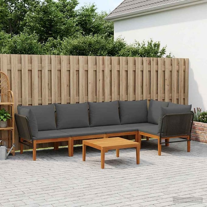 vidaXL - 6 - st - Massief - acaciahout - & - touw - Naturel