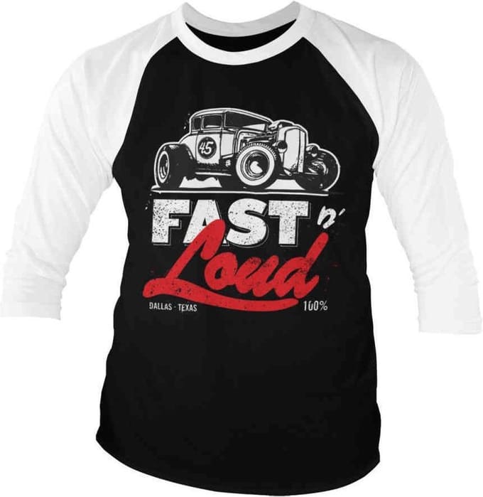 Fast N' Loud Raglan top -XL- Hot Rod Zwart/Wit