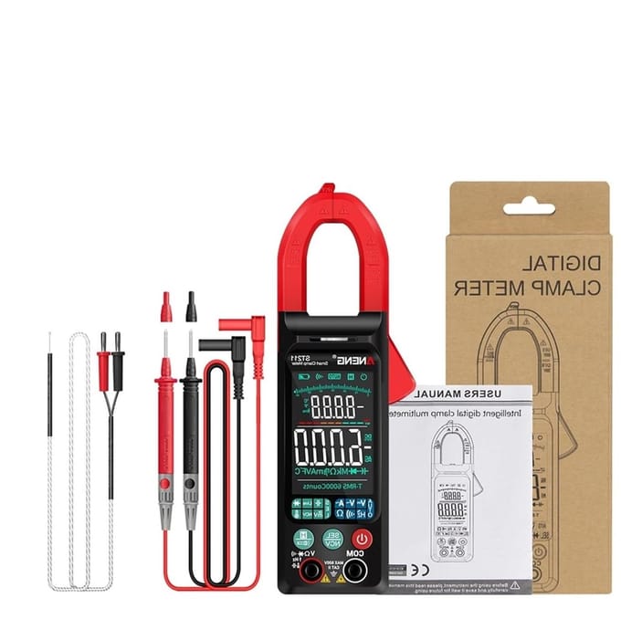 Digitale Stroomtang - Multimeter Tester - Elektrische Metingen - Groot Kleurenscherm - 6000 Tellingen - Rood
