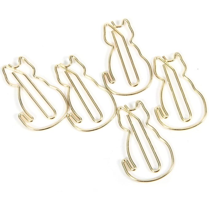 12 Stuks Clip Katvormig Uniek Stijlvol Multifunctioneel Verdikte Paperclip 3x2cm beige