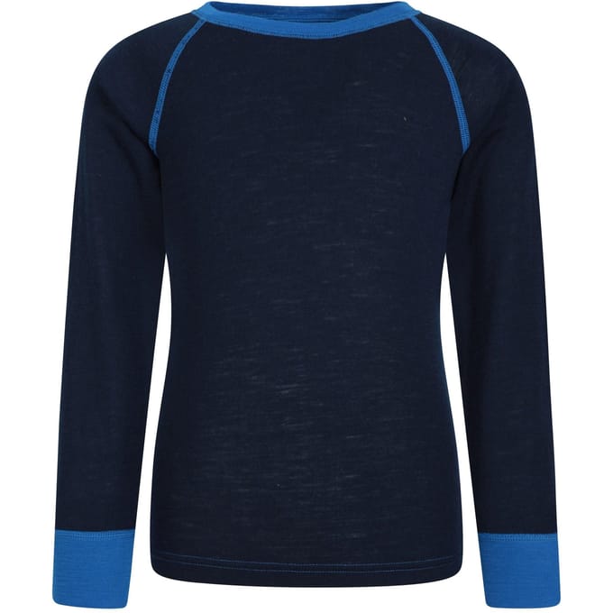 Mountain Warehouse Kinder/Kids Merino II Contrast Ronde Hals Base Layer Top (Blauw)