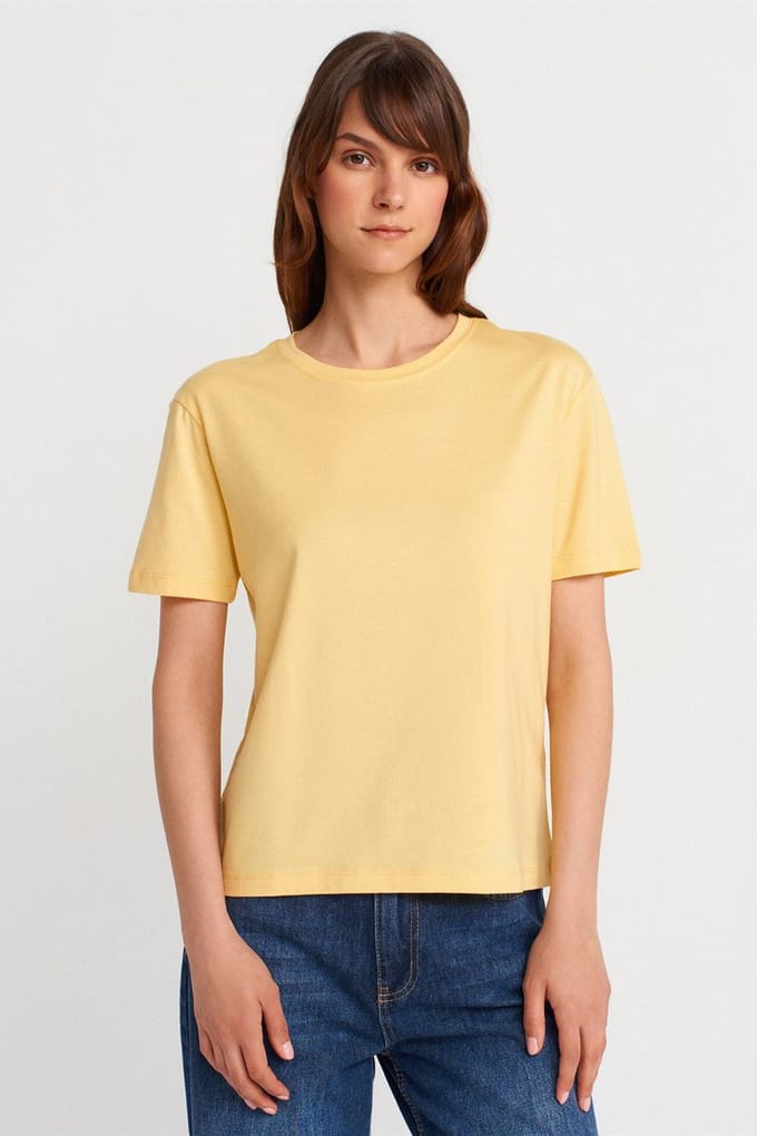 Dames Katoen Modal Crew Neck T-shirt