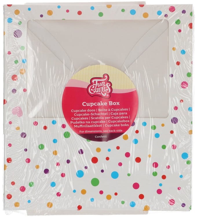 FunCakes Cupcake Doos voor 6 Cupcakes of Muffins - Confetti - 3 Stuks - Cupcake Bewaardoos