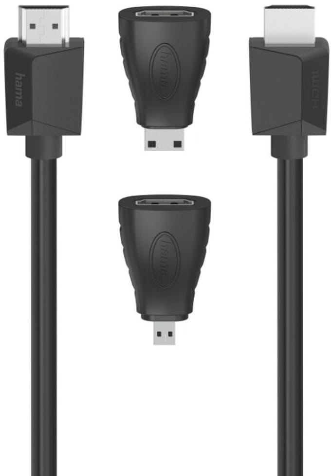 Hama High-speed HDMI™-kabel Ultra-HD 4K Ethernet 1,50 M + 2 HDMI™-adapter
