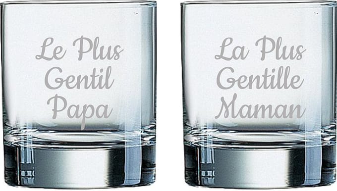 Whiskeyglas gegraveerd - 20cl - Le Plus Gentil Papa & La Plus Gentille Maman