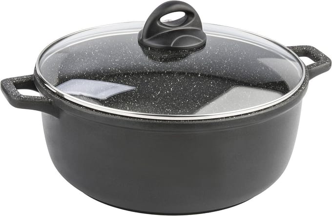 Gegoten aluminium braadpan met handgrepen en deksel - 28 cm