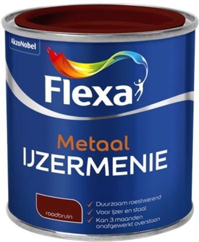 Flexa Ijzermenie Grondverf - Metaal - Roodbruin - 250ml