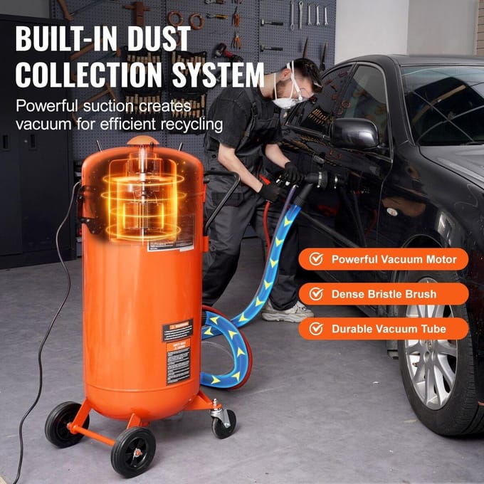 28 Gallon Vacuüm Zandstraler Stofvrije Zandstraler met 1200W Vacuümsysteem