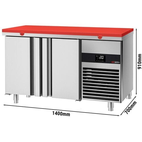 GGM Gastro Kühltisch PREMIUM - 1400x700mm - mit 2 Türen - inkl. Schneideplatte Rot
