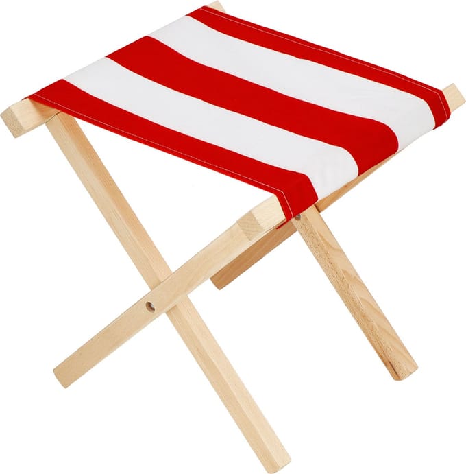 Springos Campingkruk - Kampeerkruk - Viskruk - Voetensteun - Opvouwbaar - Rood/Wit