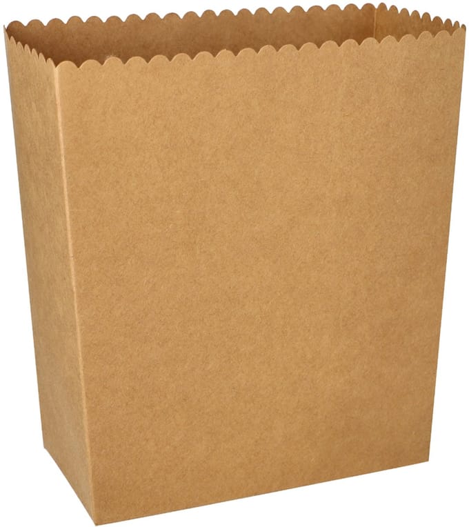 50 Popcorn-bakjes Karton "pure" hoekig 2400 ml 19,2 cm x 15,8 cm x 8 cm bruin groot