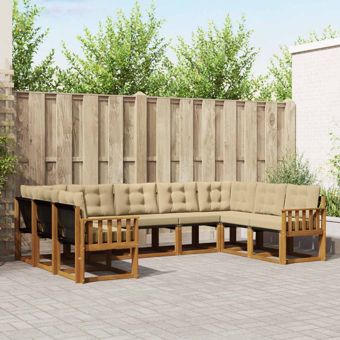 vidaXL - Buiten - bank - set - 9 - st - Natuurlijk - en - Beige
