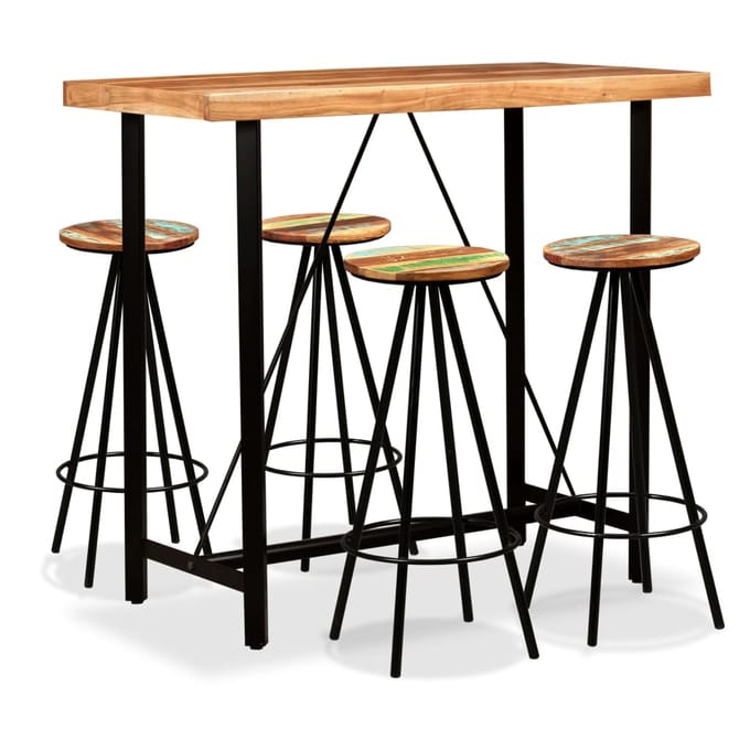 vidaXL - 5-delige - Barset - massief - acaciahout - en - gerecycled - hout