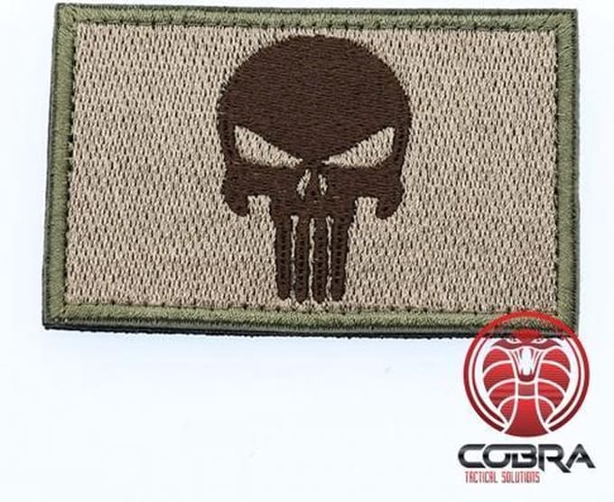 Geborduurd Punisher's embleem Groen Bruin met klittenband