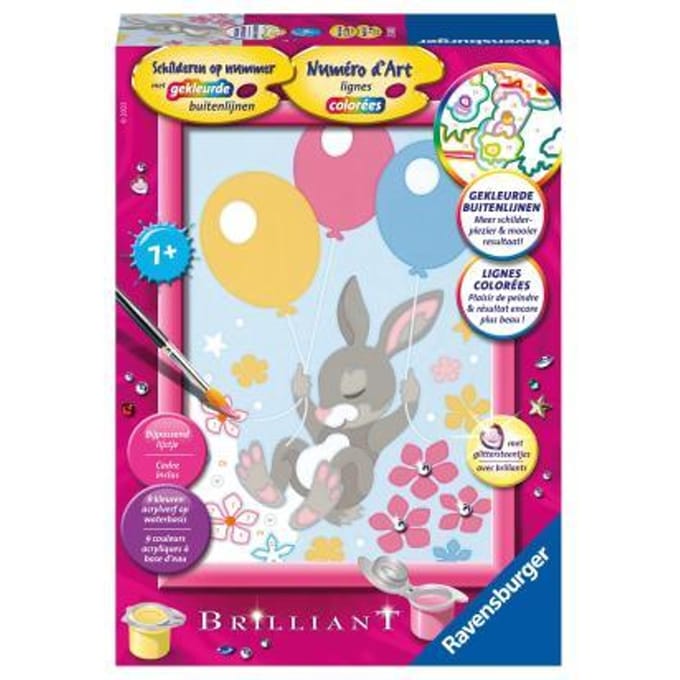 Ravensburger Schilderen op nummer Konijn met glittersteentjes