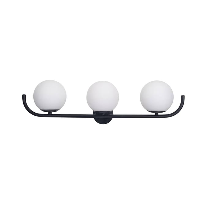 Forlight wandlamp Sfera Triple, zwart, glas, breedte 58 cm