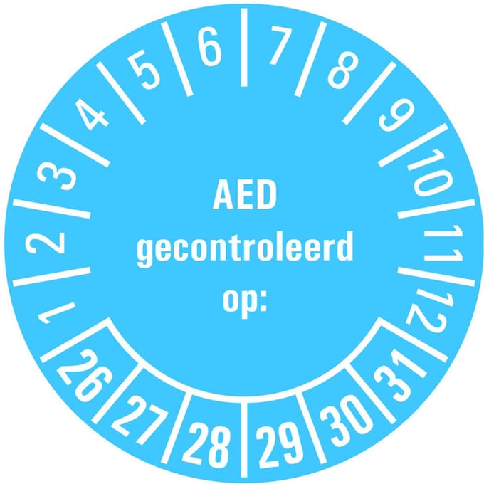 AED gecontroleerd op keuringssticker 26-31 - vel 30 mm - 18 per kaart