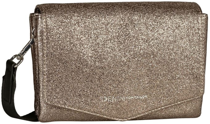 TOM TAILOR schoudertas koppeling Quinn Flap Bag No Zip Metallic Taupe brons