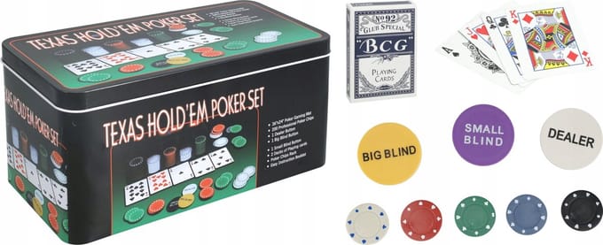Koopman - Poker Set - 200 Chips - Metalen Doos - Inclusief Kaarten