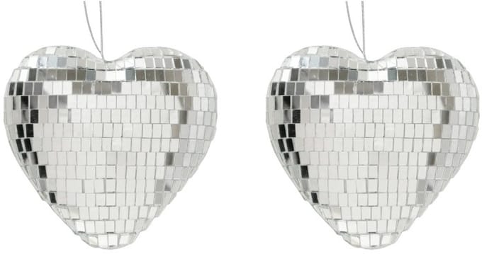 Boltze - Set van 2 - Hangers - Hart - Discobaleffect - Spiegel - Decohangers