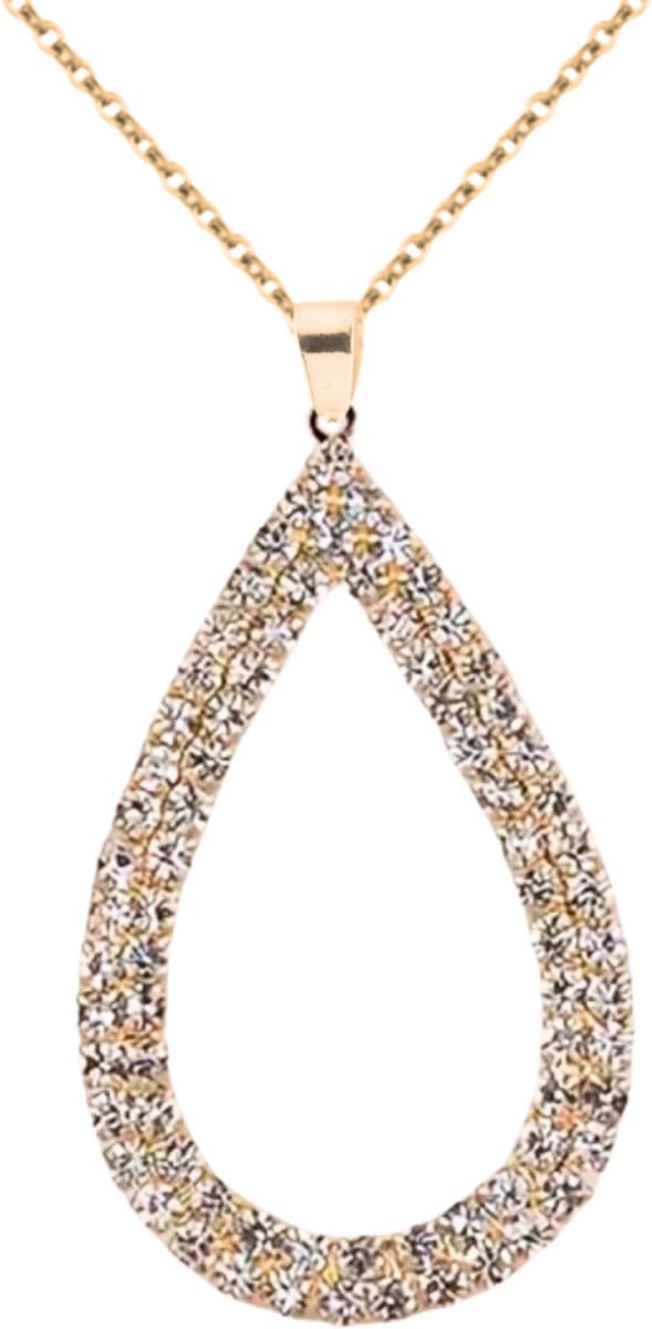 Ketting- goudkleurig -strass -druppel- Oana - Charme Bijoux