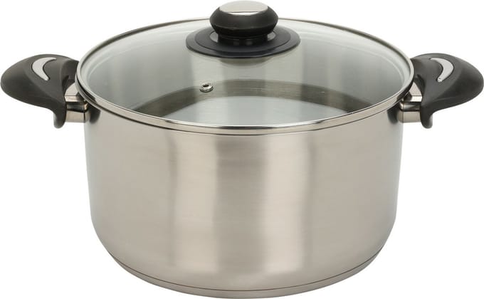 Excellent Houseware Kookpan met deksel - RVS/glas - 5.4L - D24 x H13.5 cm - alle warmtebronnen